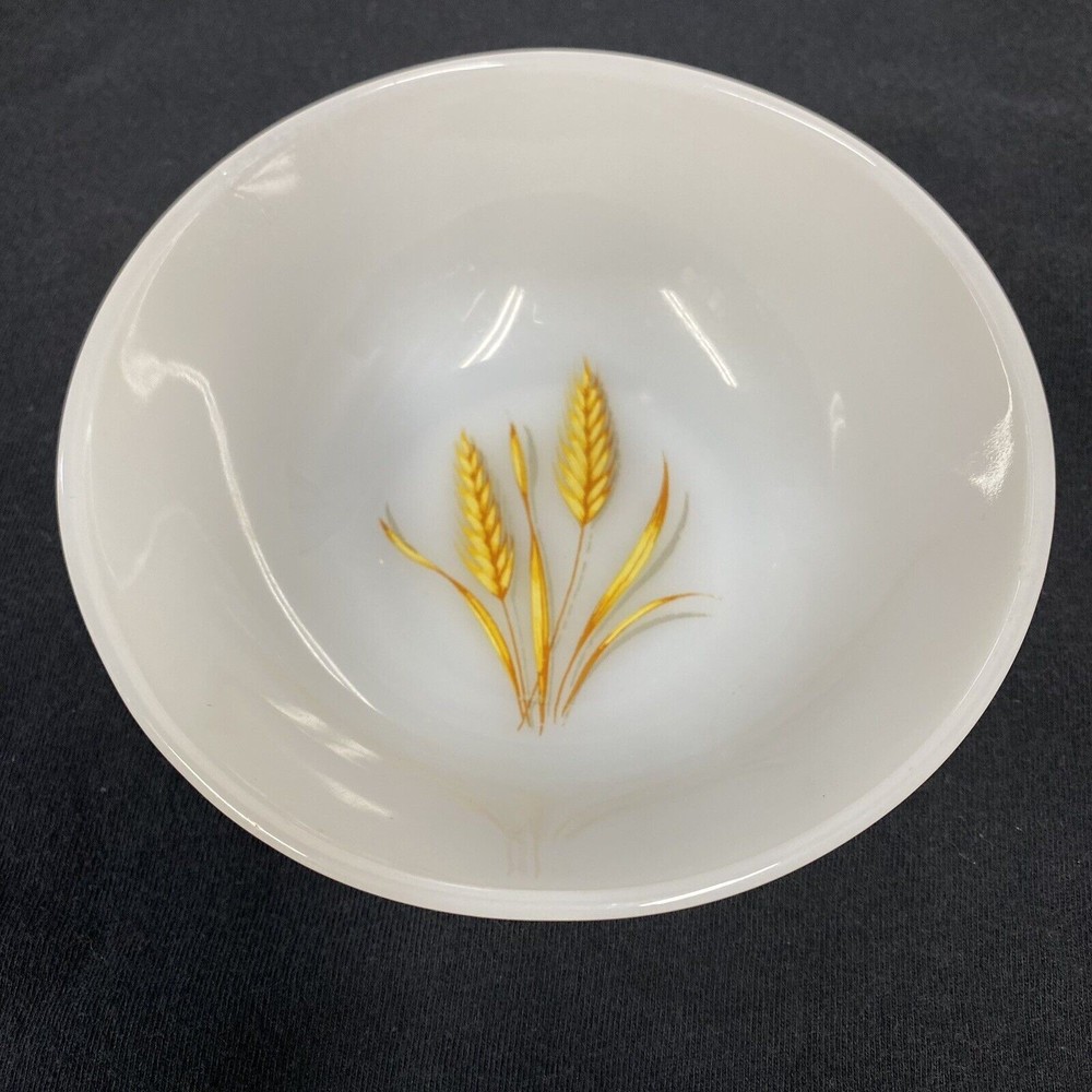 Vintage Single Fire King Milk Glass Wheat Fruit Dessert Bowl 4.5" Oven Ware